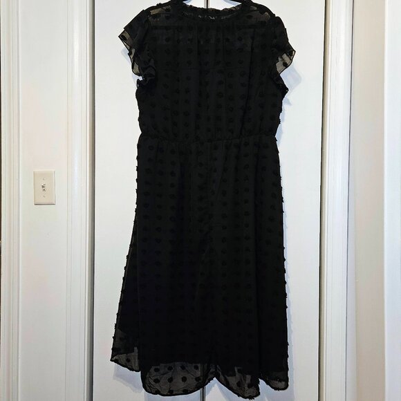 BloomChic Solid Polka Dot Mesh Frill Trim Flutter Dress 22-24(3x). NWT - Picture 3 of 3
